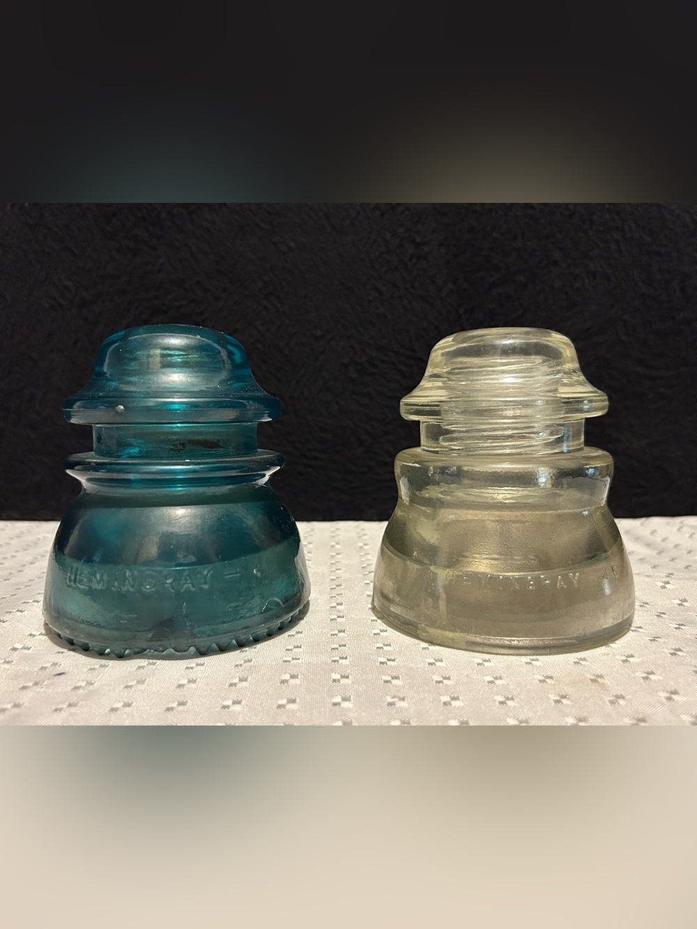 Heimingray 42 Made In USA Glass Insulator /Paper Weight/ Decorative Glass Pair